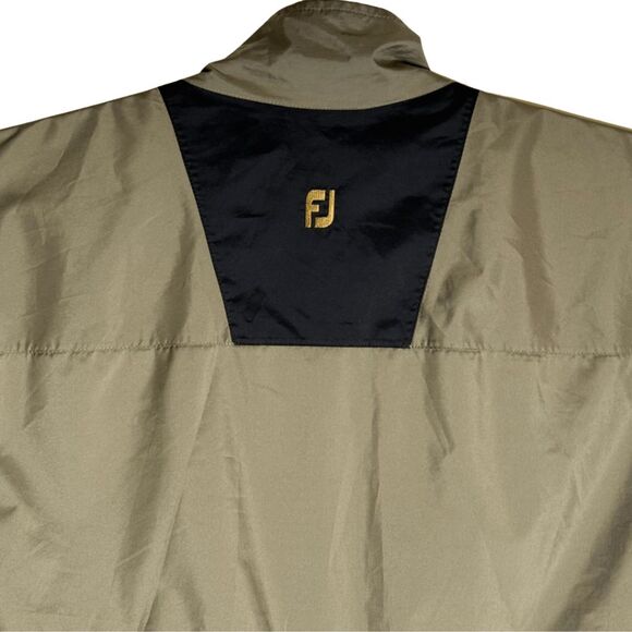 DryJoys by FJ FootJoy Men's Vented Lined Windbreaker Golf Jacket Tan Black Large - Picture 3 of 9